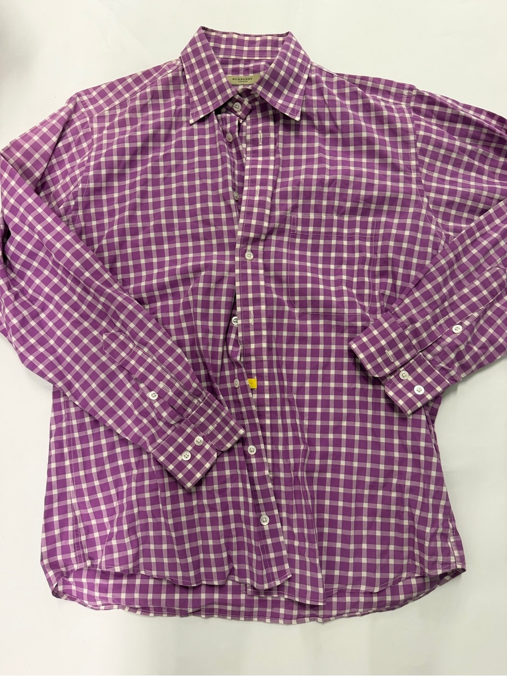 Burberry Purple and White Check Dress Shirt